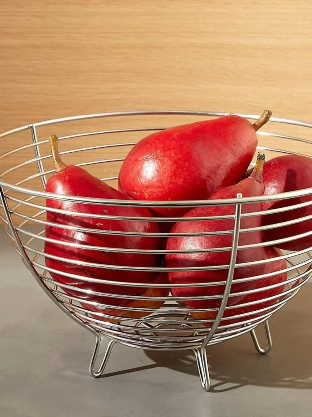 Crate & Barrel Carter McGuyer Single-Tier Stainless Steel Open-Wire Fruit Basket